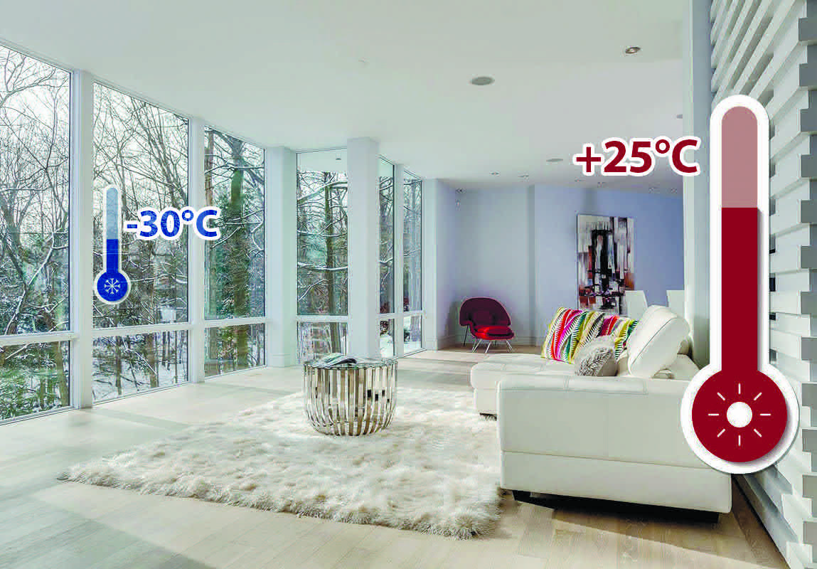 Тёплый дом: -30°C снаружи, +25°C внутри