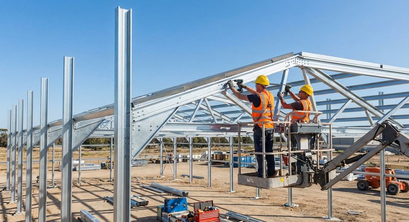 LGSF frame assembly for straight-walled warehouse — ReadyCon Engineering