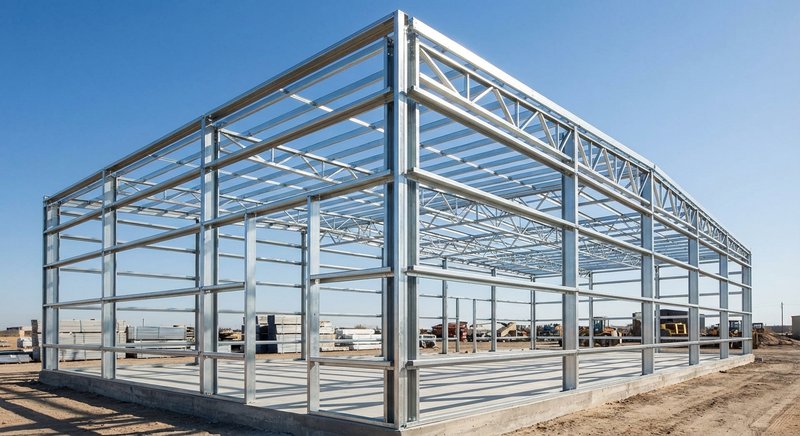 Straight-walled warehouse structural diagram — LGSF frame for Lviv construction