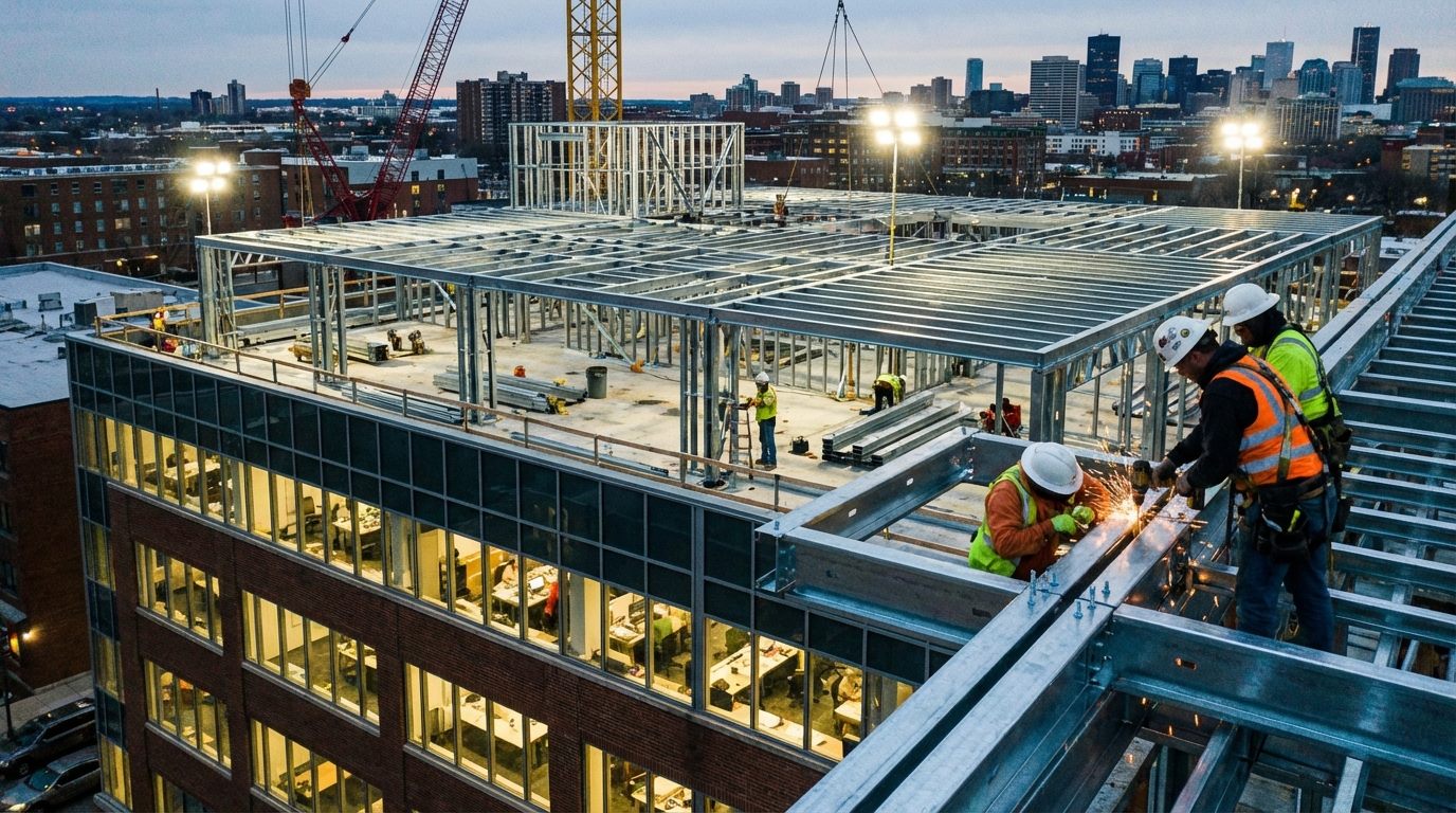 Commercial building reconstruction with LGSF frame — ReadyCon Engineering